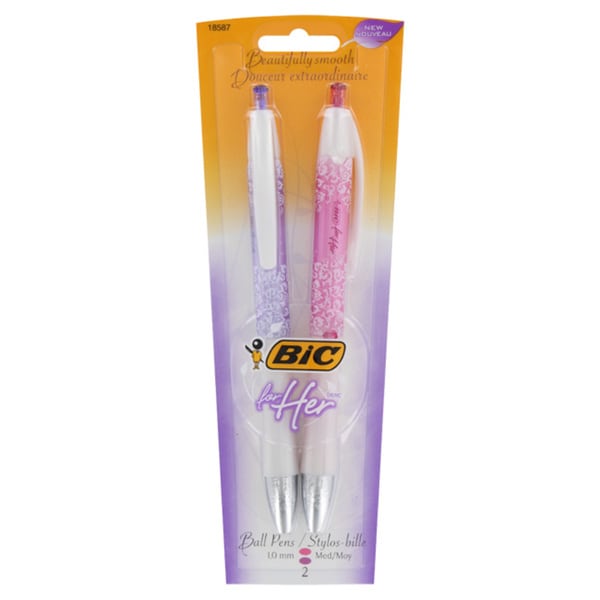 BIC For Her Assorted Ink Medium Point 1.0mm Retractable Ballpoint Pens (Set of 2)