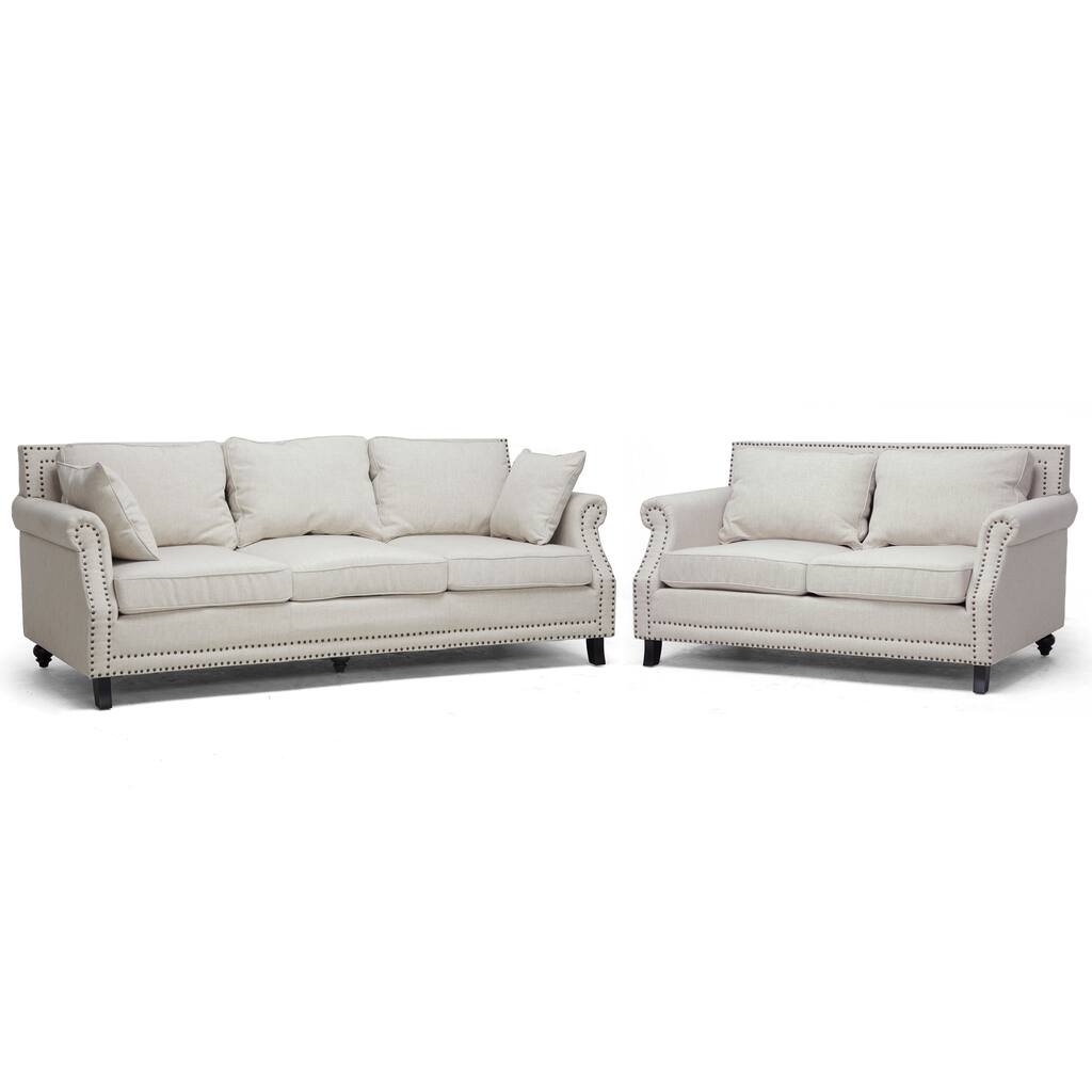 Mckenna 2-piece Beige Linen Modern Sofa Set