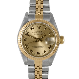 Pre-owned Rolex Women's Datejust Two-tone Off-white Roman Dial Watch ...