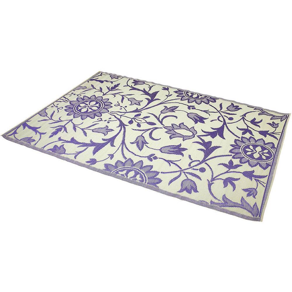 Handmade Reversible Indoor/ Outdoor Purple/ Ivory Rug (India) - Purple/Ivory - 6' x 9'