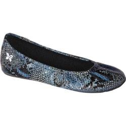 Women's Butterfly Twists Foldable Python Ballet Pump Blue Python PU Butterfly Twists Flats