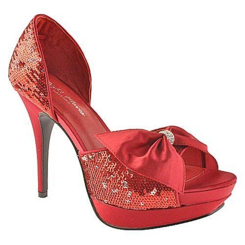 Women's Night Moves by Allure Star Red Silk Satin/Sequin - Free ...