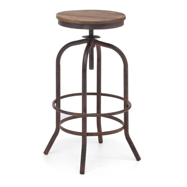 Twin Peaks Industrial Distressed Wood and Metal Bar Stool