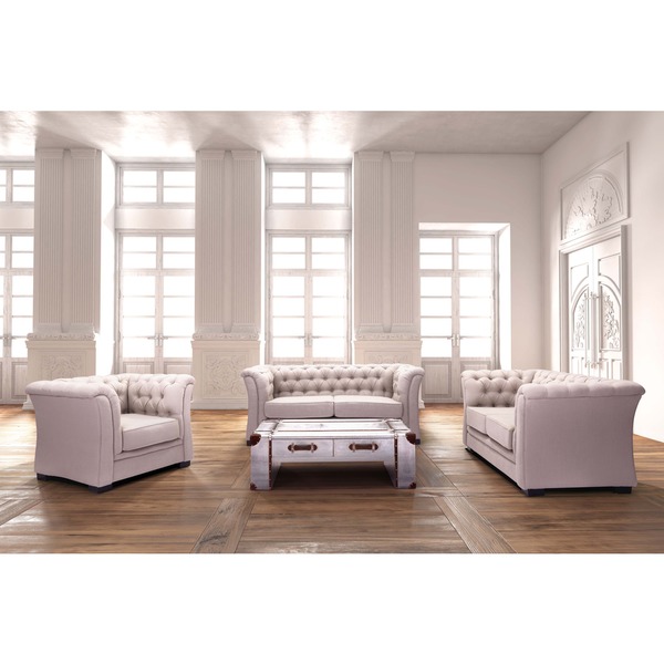 Hutton Grey Smoke Button Tufted Loveseat