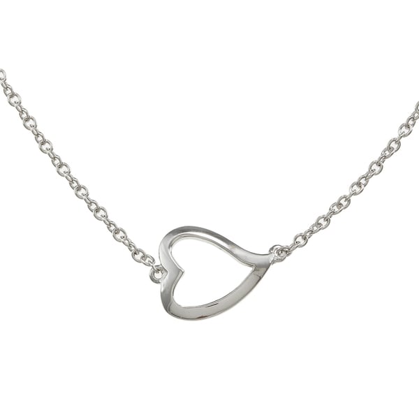 La Preciosa Sterling Silver 16 inch Open Curved Heart Necklace La Preciosa Sterling Silver Necklaces