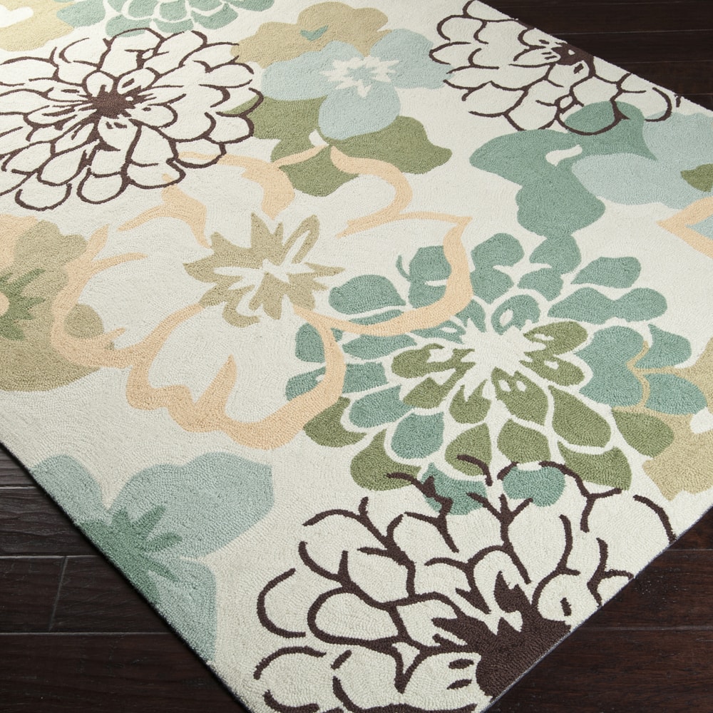 Hand-hooked Farmington Green Area Rug