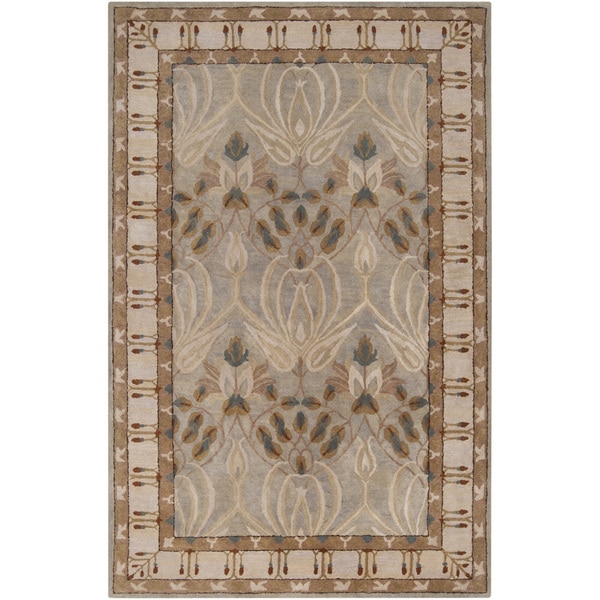 Hand-tufted Grey Floral Clarendon New Zealand Wool Area Rug