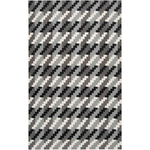 Hand-woven Tolleson Houndstooth Grey Wool Area Rug