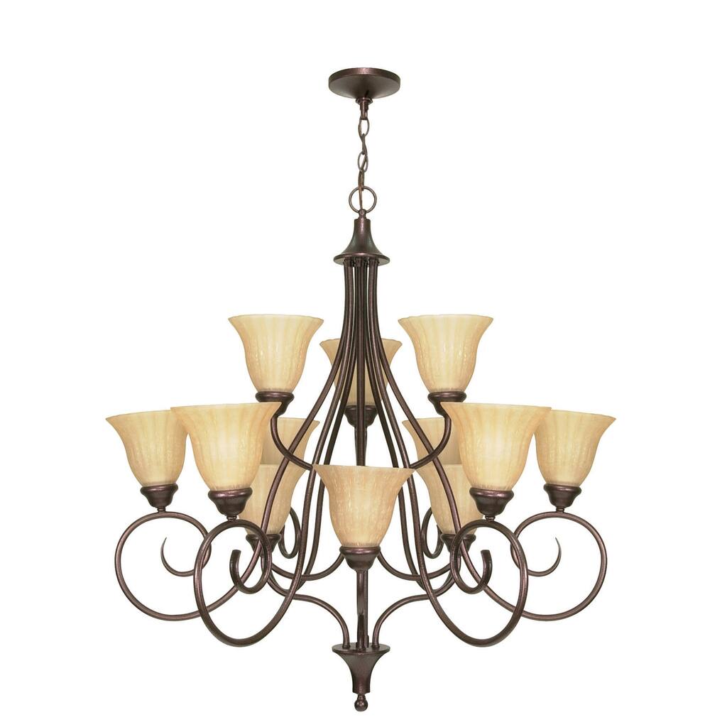 Nuvo 'Moulan' 12-light Copper Bronze Chandelier