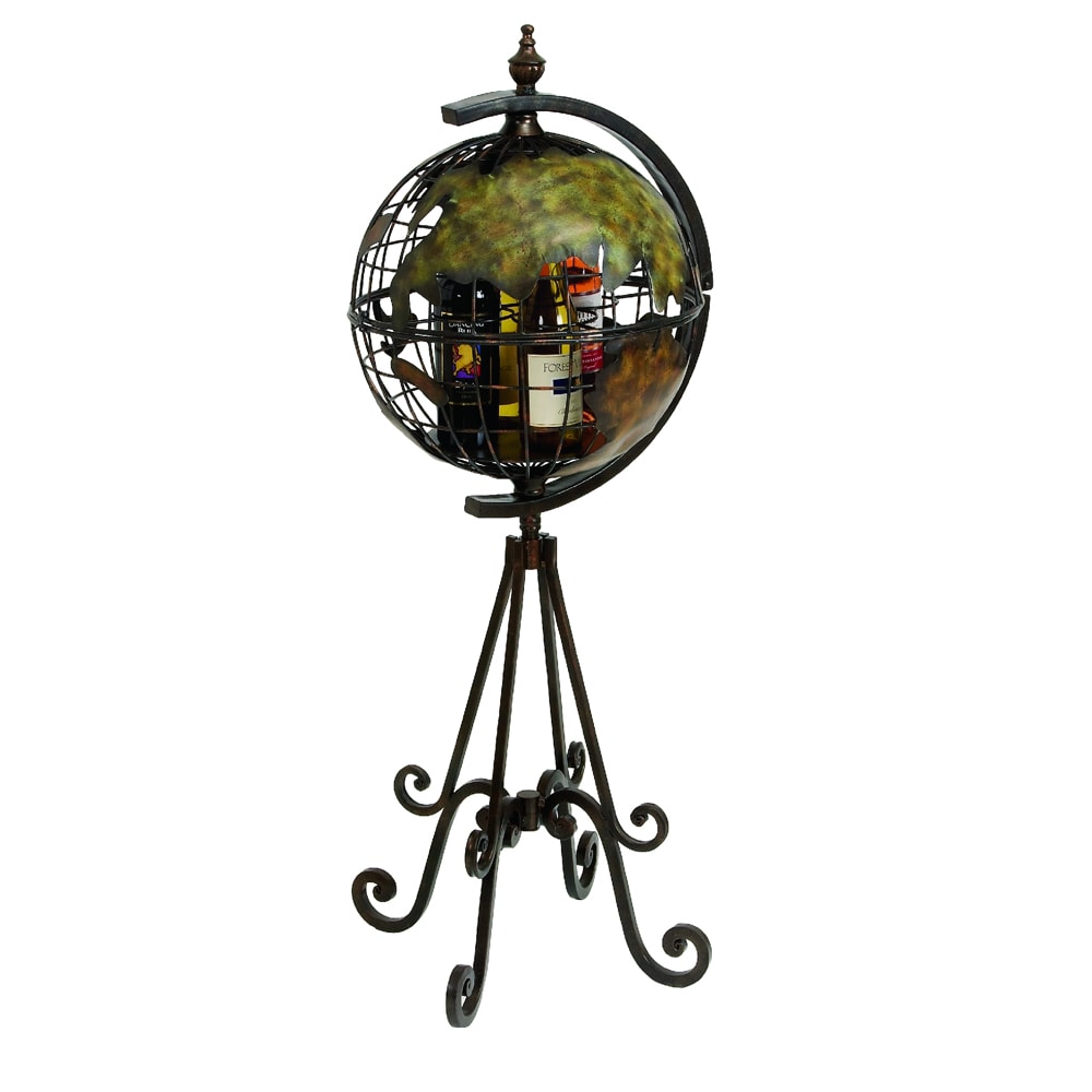 Napa Vive Handcrafted Floor Metal Globe Bar Wine Holder