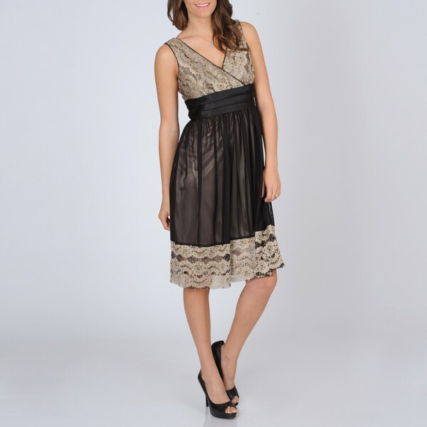 R & M Richards Women's Lace Trim Party Dress R & M Richards Evening & Formal Dresses