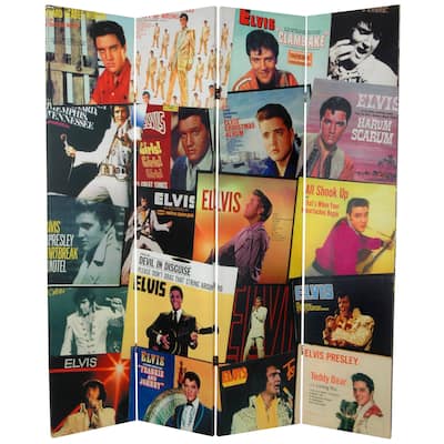 Six-Foot Tall Double-Sided 'Elvis Presley Album Covers' Canvas Room Divider