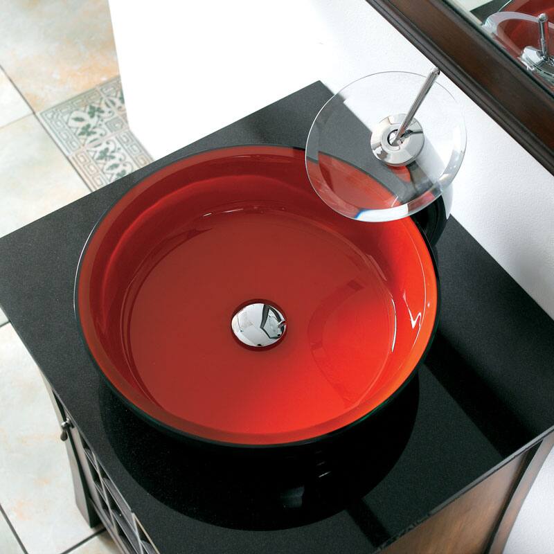CAE Tempered Glass Sink with Chrome Faucet