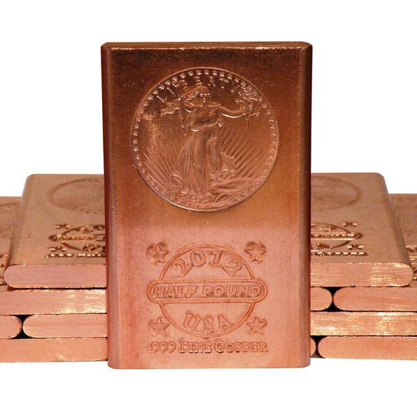 Half Pound .999 Pure Copper Bullion Bar Saint Gaudens 2012 Design Coins