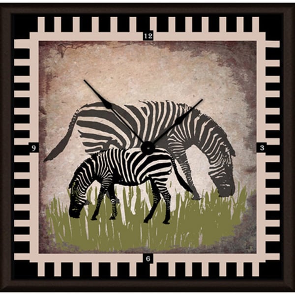 Ankan 'Vintage Zebras' Framed Clock Art Clocks