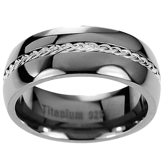 Men S Anium Braided Inlay Wedding Band Free Shipping Today Men X27 S Anium Braided Inlay Wedding Band
