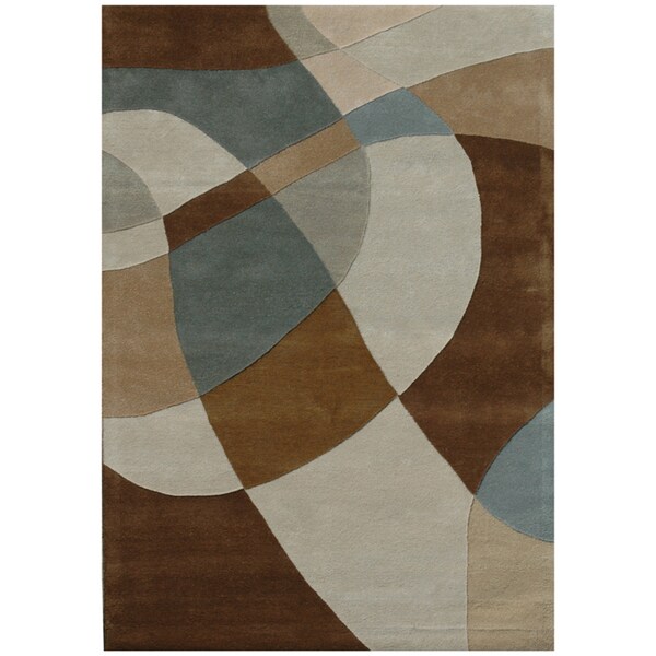 Hand-tufted Geometric Beige Wool Rug