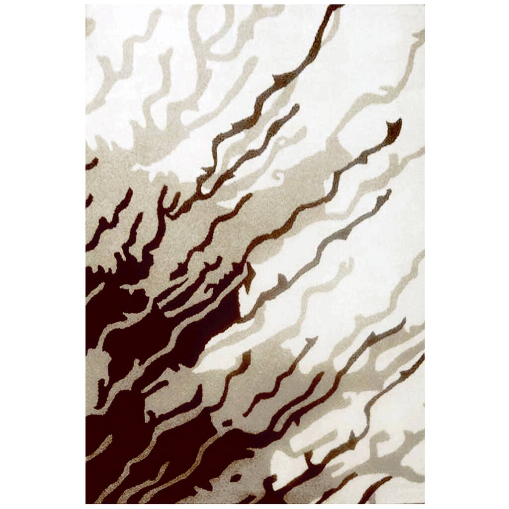 Hand-tufted Ivory/ Brown Wool Rug