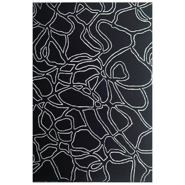 Hand-Tufted Black/White Wool Area Rug