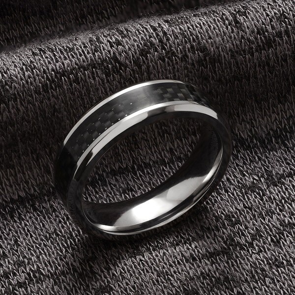 Territory 7 MM Mens Titanium Black Carbon Fiber Wedding Band