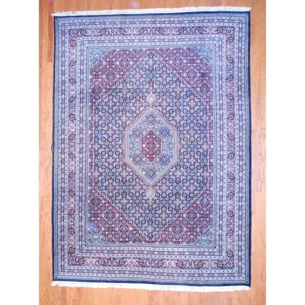 Indo Hand knotted Bidjar Navy/ Burgundy Wool Rug (9' x 12'3) 7x9   10x14 Rugs