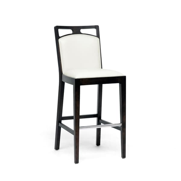 Pontus Brown Wood and Cream Leather Modern Bar Stool Free Shipping Today