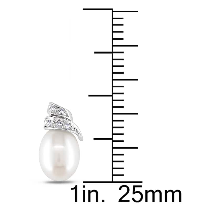Miadora 14k White Gold Cultured Freshwater Pearl and Diamond Earrings (G-H, I1-I2)