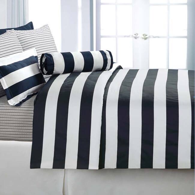Echelon Home Cabana Stripe Cotton Sateen 3-piece Duvet Cover Set