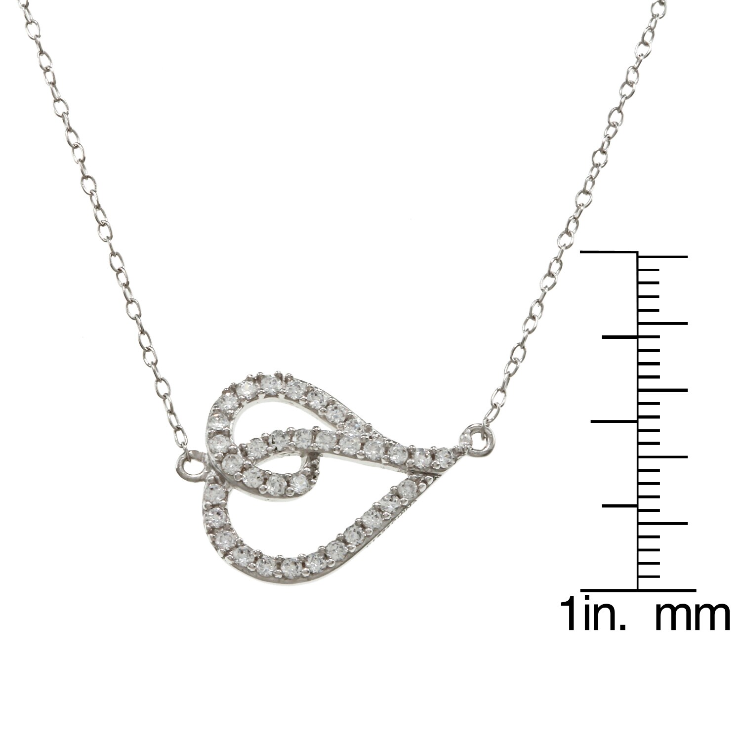 La Preciosa Sterling Silver CZ Sideways Shape 16-inch Necklace