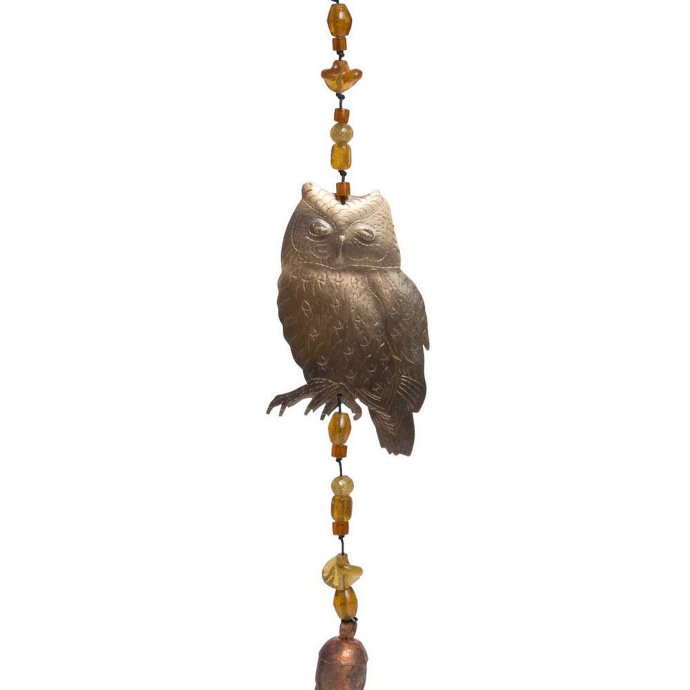 Handmade Whooo Gives A Hoot Wind Chime (India) - Rustic/Metal