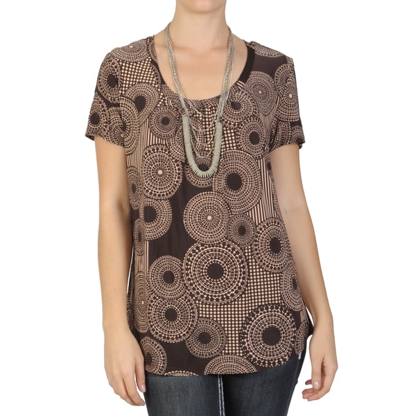 Journee Collection Women's Contemporary Plus Short sleeve Print Shirt Journee Collection Tops