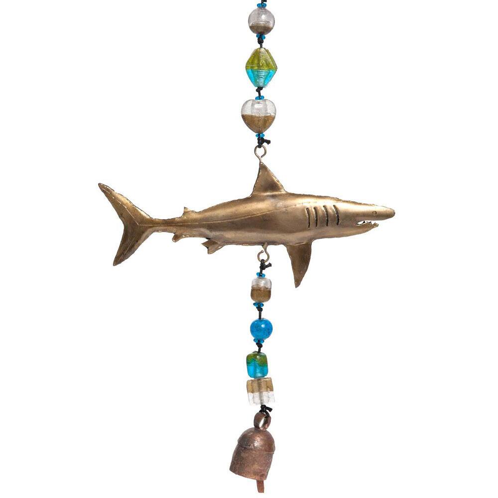 Handmade Top of the Food Chain Shark Wind Chime (India) - Multi
