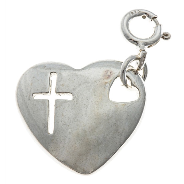 Sterling Silver Heart with Cross Charm. Opens flyout.