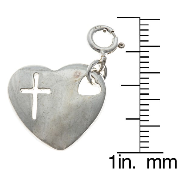 Sterling Silver Heart with Cross Charm
