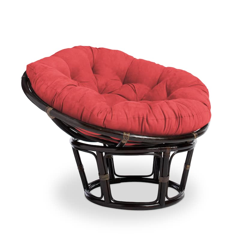 Bali 42-inch Rattan Papasan Chair with Microsuede Cushion - Cardinal Red