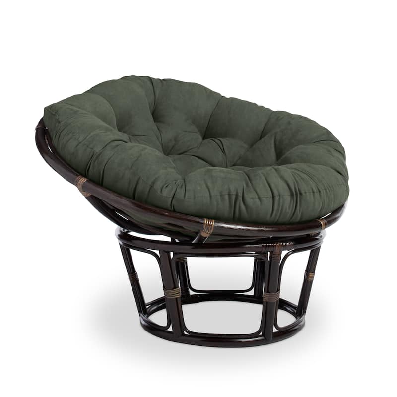 Bali 42-inch Rattan Papasan Chair with Microsuede Cushion - Hunter green