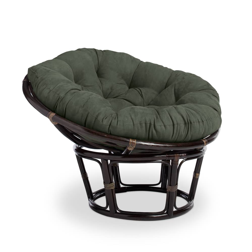 Bali 42-inch Rattan Papasan Chair with Microsuede Cushion