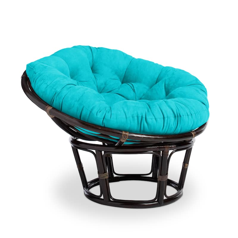Bali 42-inch Papasan Chair with Microsuede Cushion - Aqua Blue