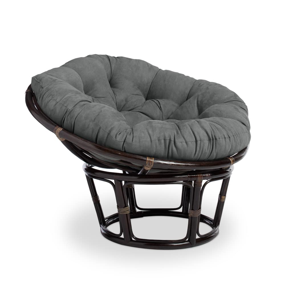 Bali 42-inch Rattan Papasan Chair with Microsuede Cushion