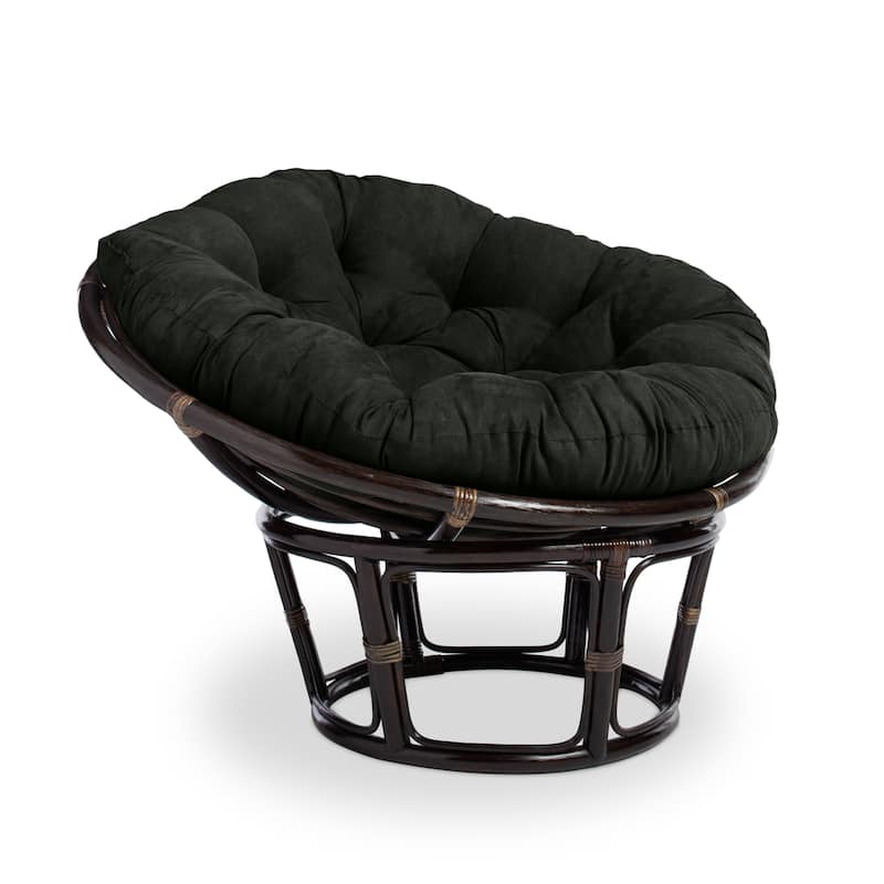 Bali 42-inch Rattan Papasan Chair with Microsuede Cushion - Black