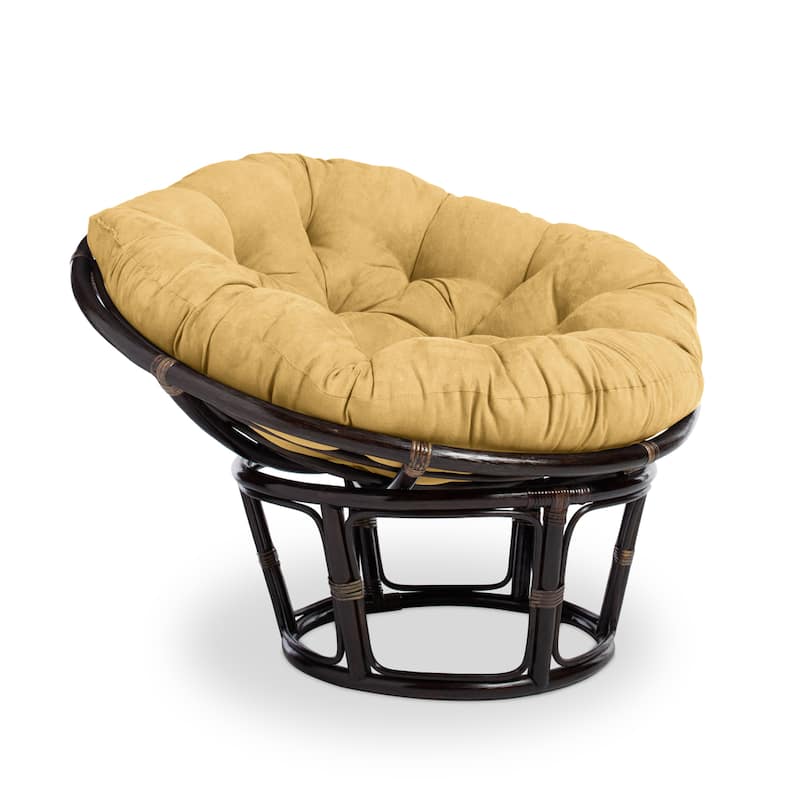Bali 42-inch Rattan Papasan Chair with Microsuede Cushion - Lemon