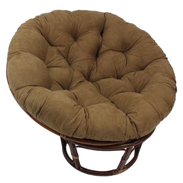 International Caravan Bali 42 Inch Rattan Papasan Chair with Cushion