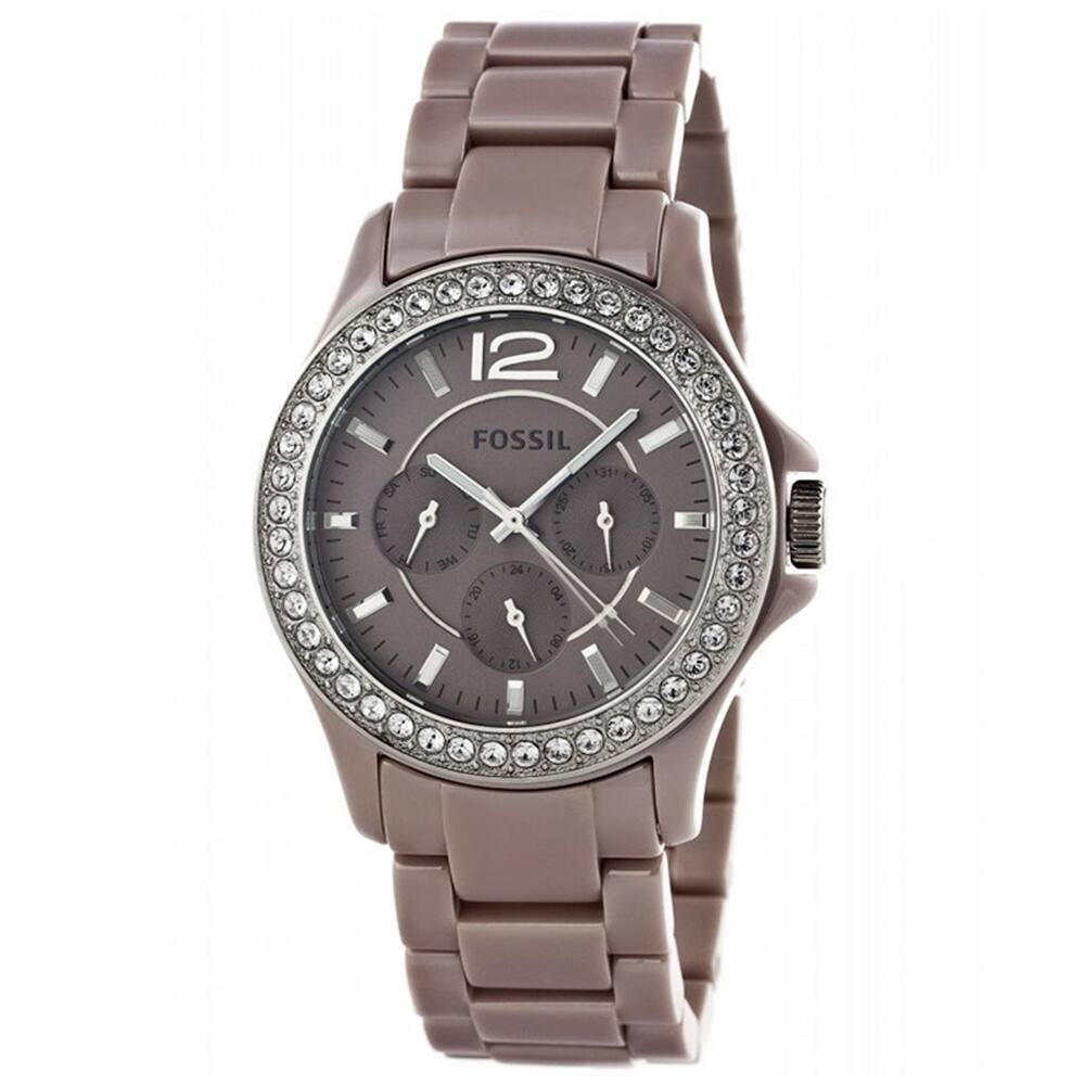 Fossil Women's CE1063 'Riley' Chronograph Beige Ceramic Watch
