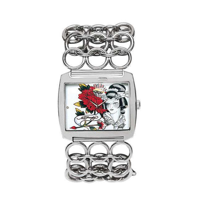 Ed Hardy Womens Stainless Steel Lynx Geisha Watch