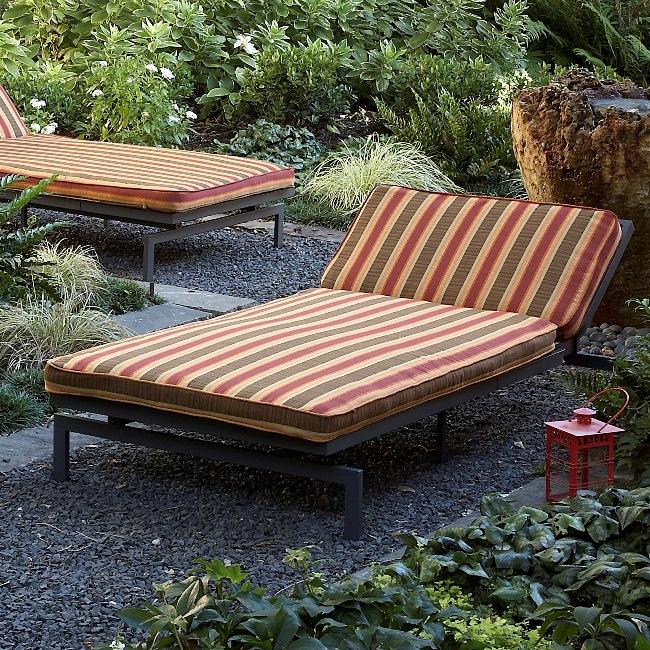 Alyssa Autumn Stripe Adjustable Outdoor Chaise with Sunbrella Fabric 