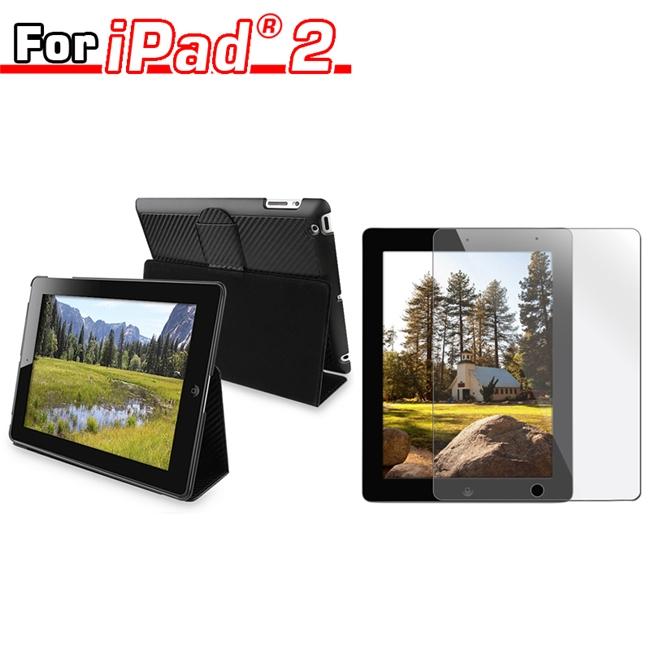 Leather Case with Holster and Screen Protector for Apple iPad 2