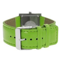 Geneva Platinum Womens Rhinestone accented Lime Strap Watch