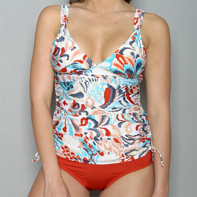 Perry Ellis Womens Tropical V neck 2 piece Tankini