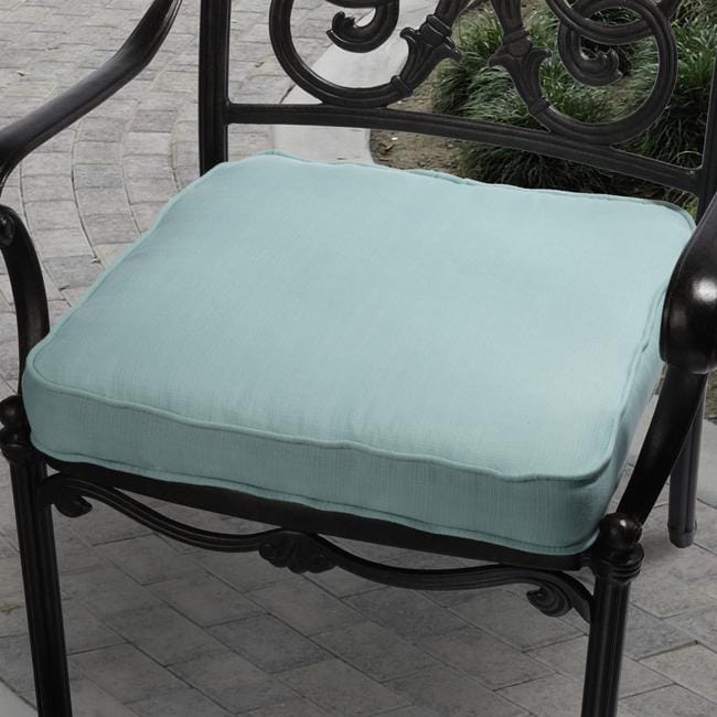 Kate Aqua Blue Outdoor Cushion with P. Kaufmann Fabric Outdoor Cushions & Pillows