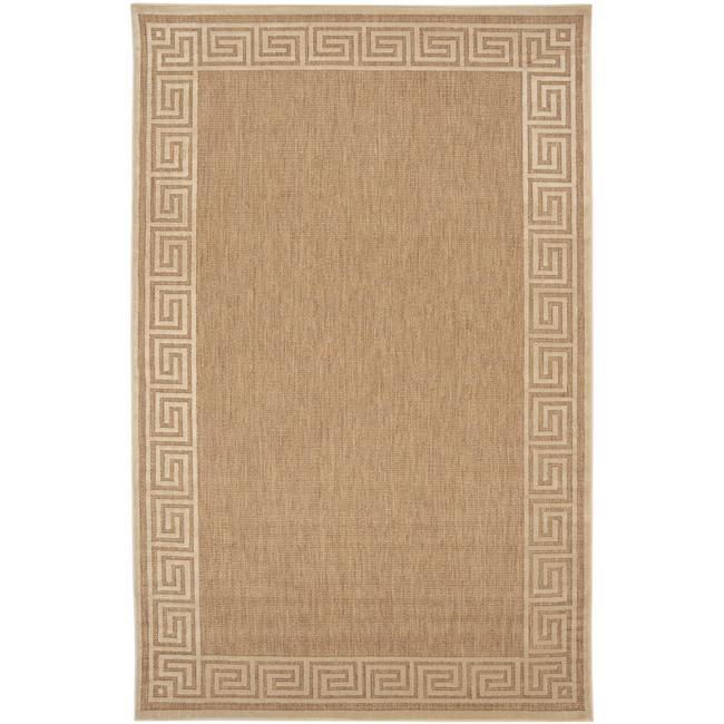 Woven Portera Indoor/Outdoor Geo Border Rug (3'9 x 5'8)